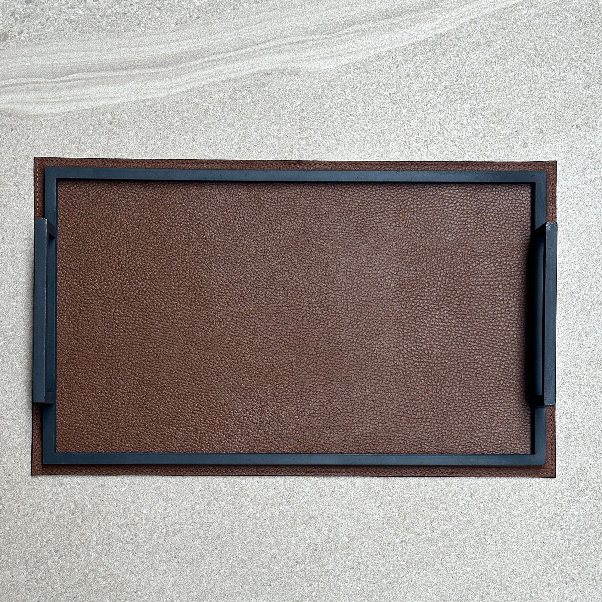 Charola de piel lisa chica - Camel