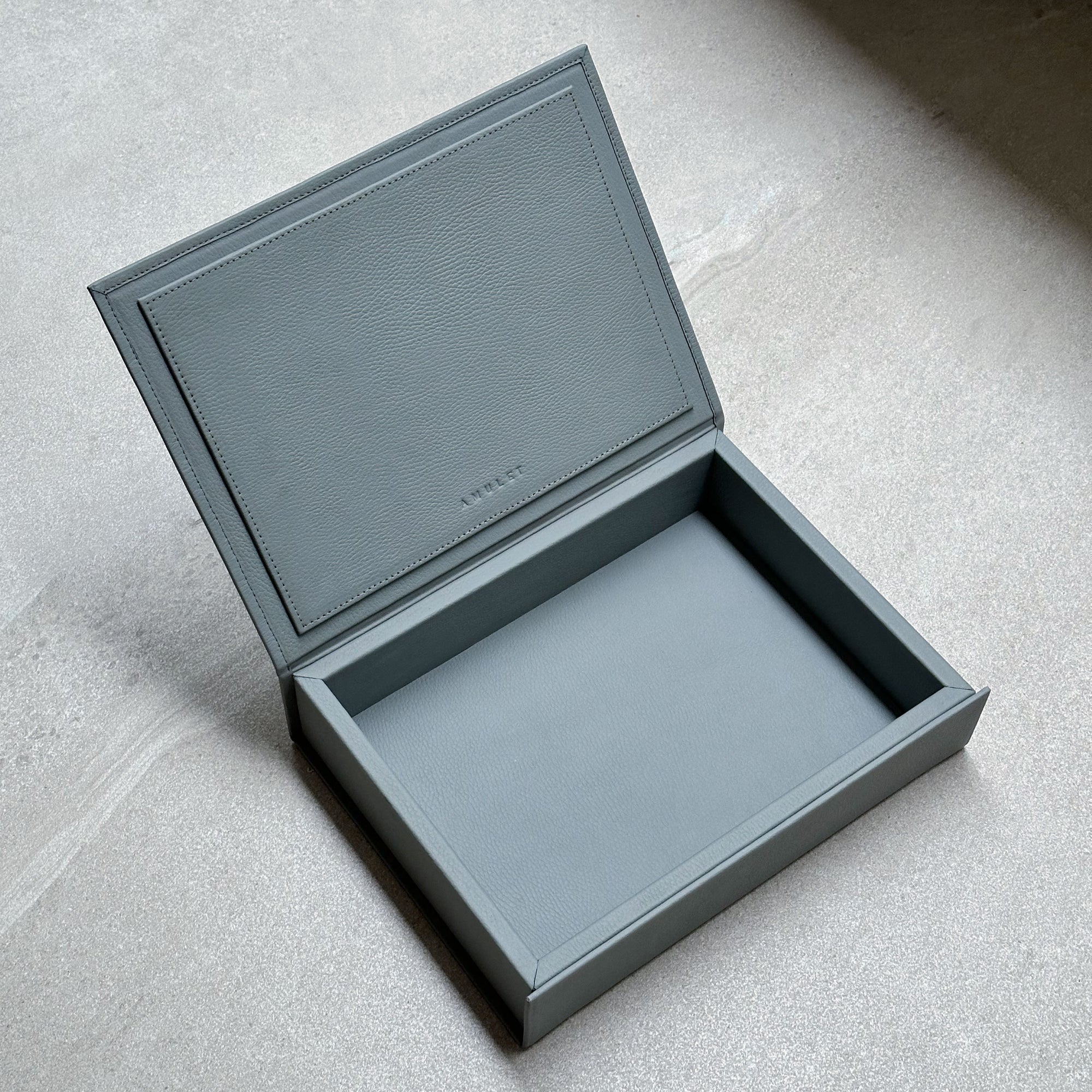 Caja de piel rectangular - Gris