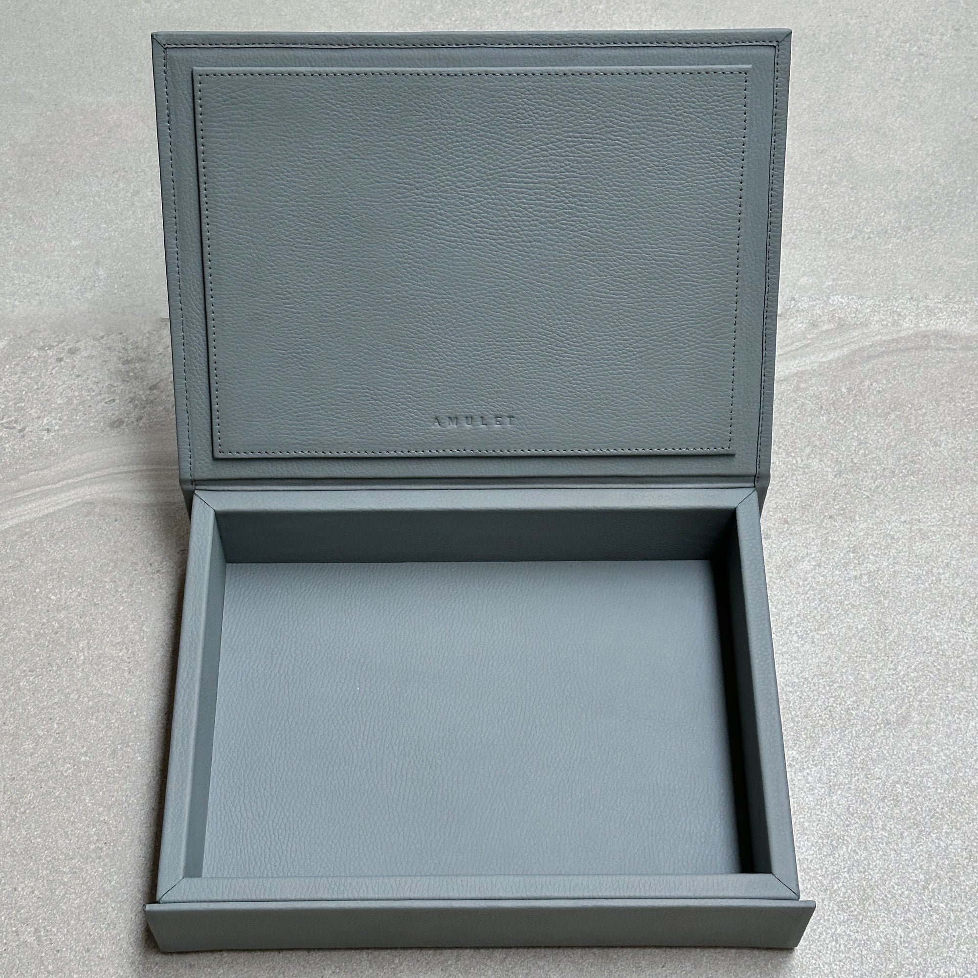 Caja de piel rectangular - Gris