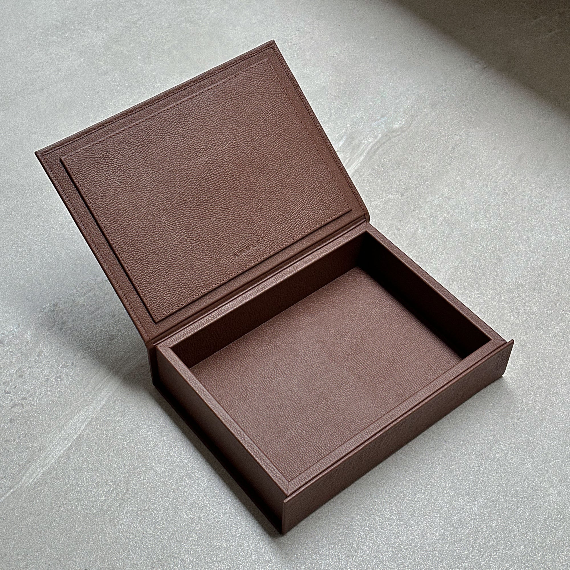 Caja de piel rectangular - Camel