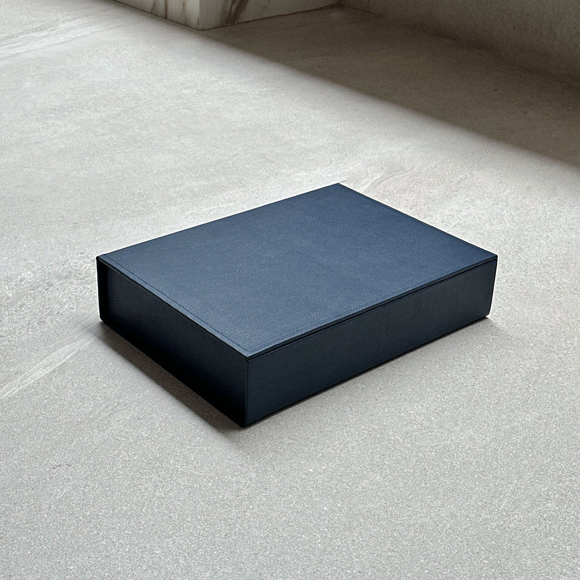 Caja de piel rectangular - Azul