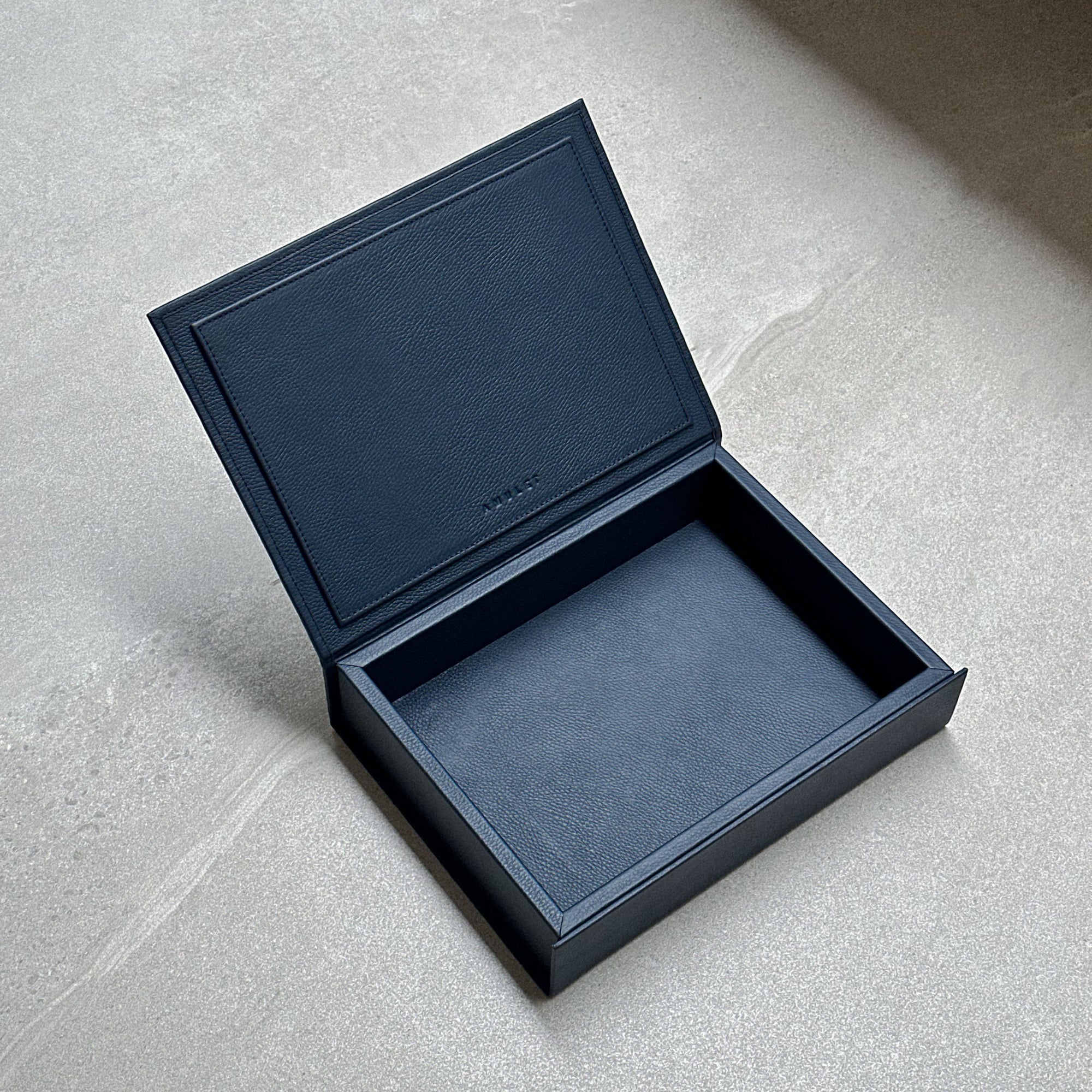 Caja de piel rectangular - Azul