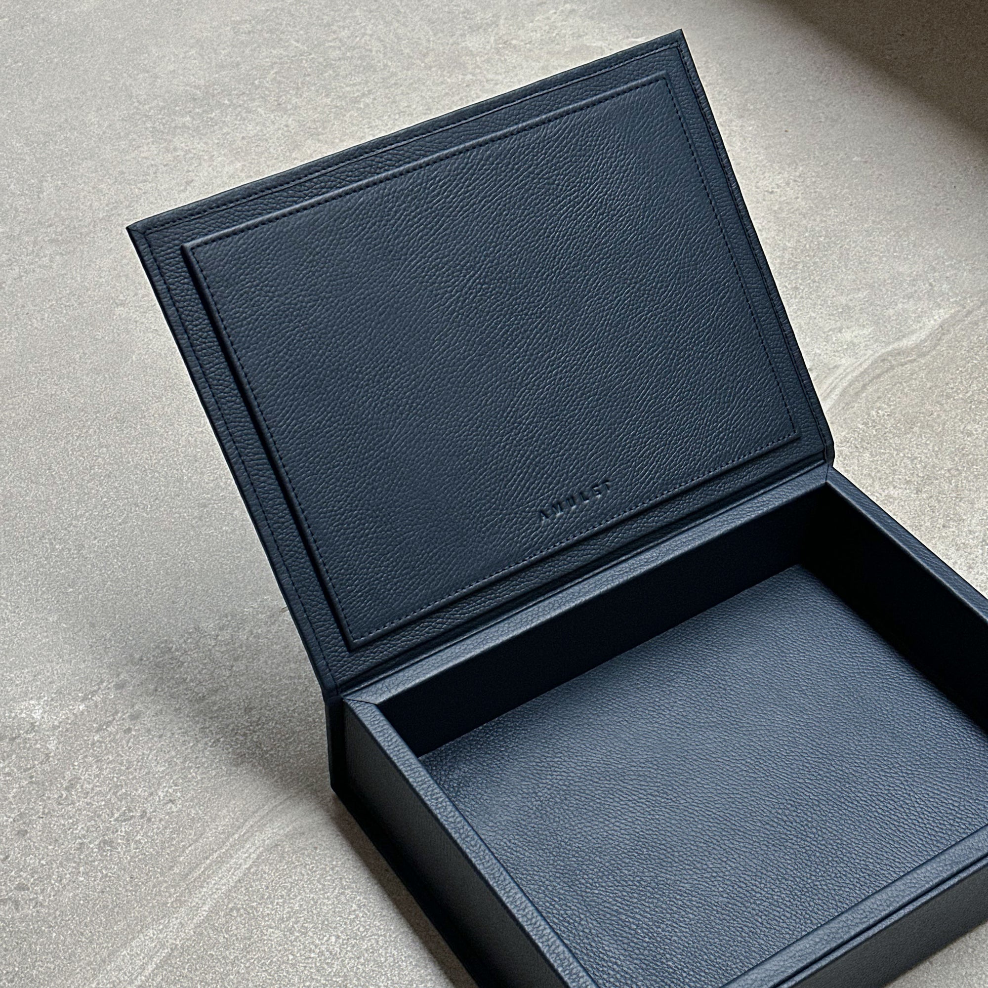 Caja de piel rectangular - Azul