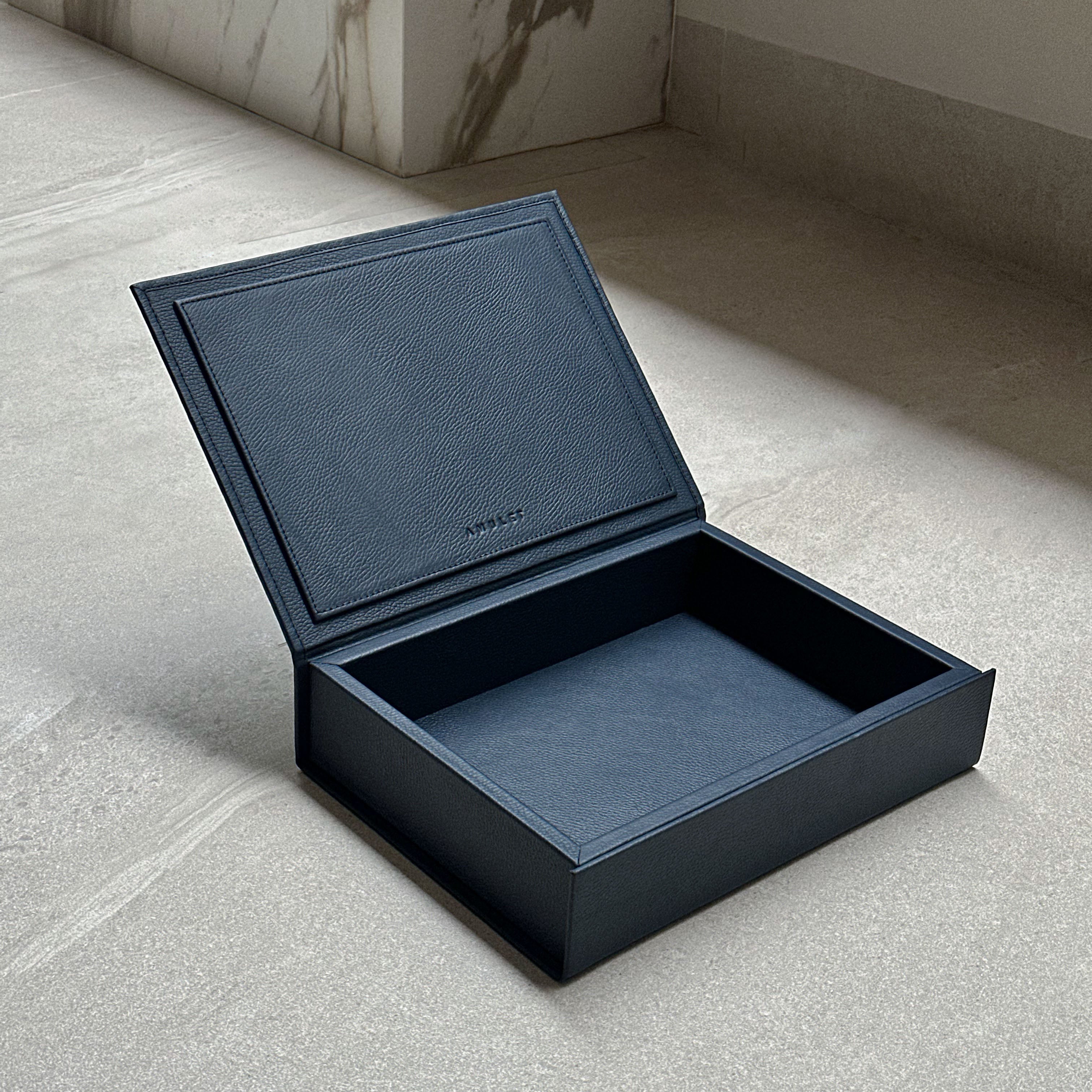 Caja de piel rectangular - Azul