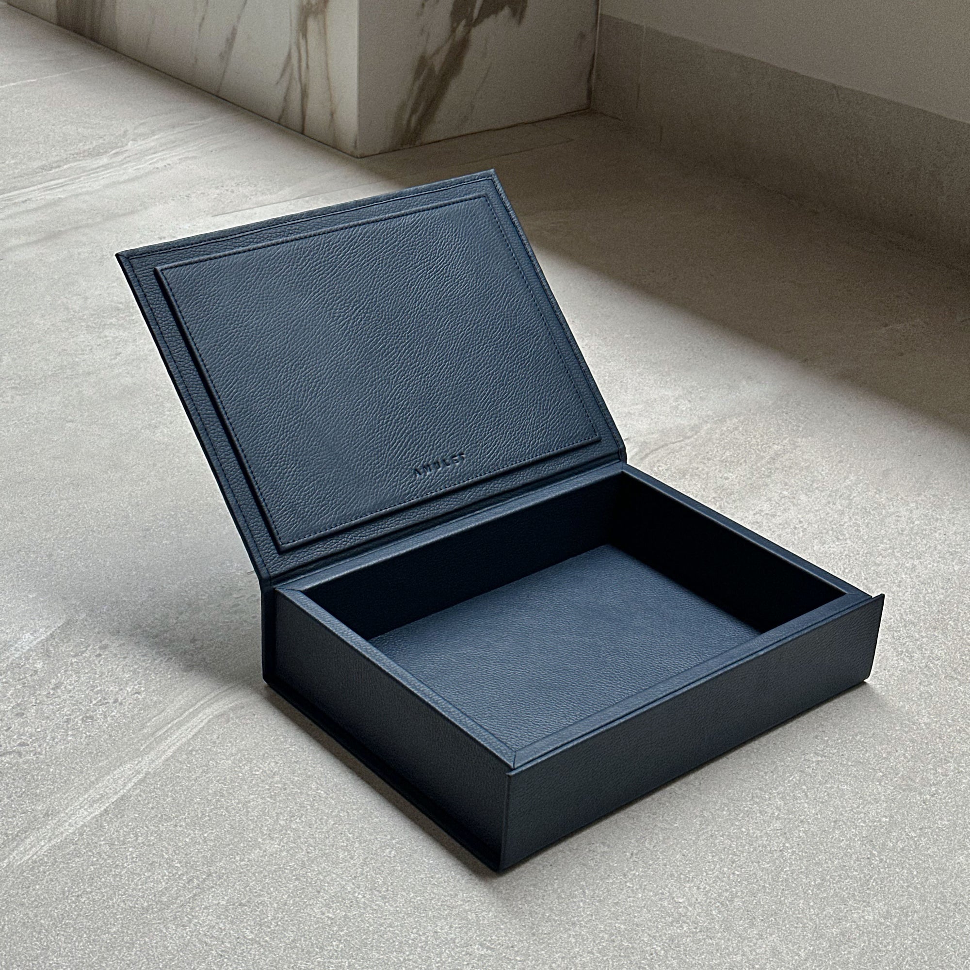 Caja de piel rectangular - Azul