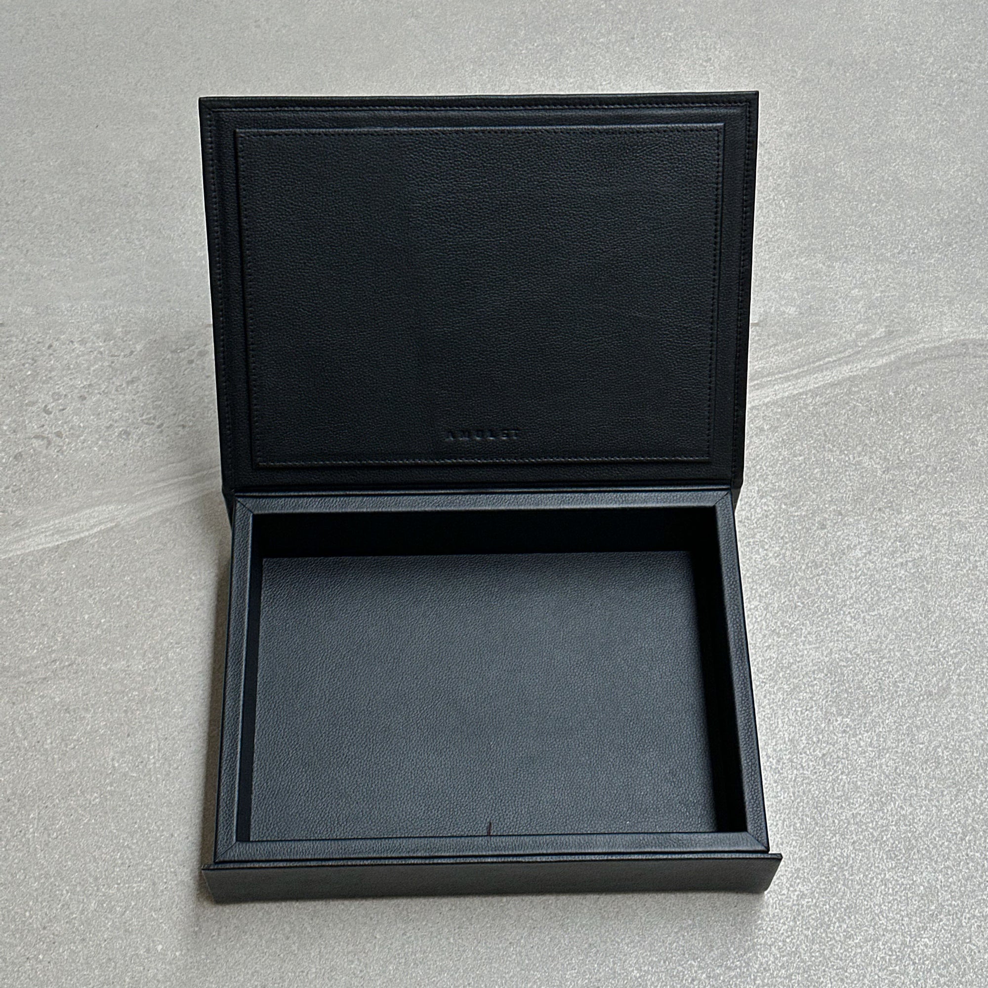 Caja de piel rectangular - Negra