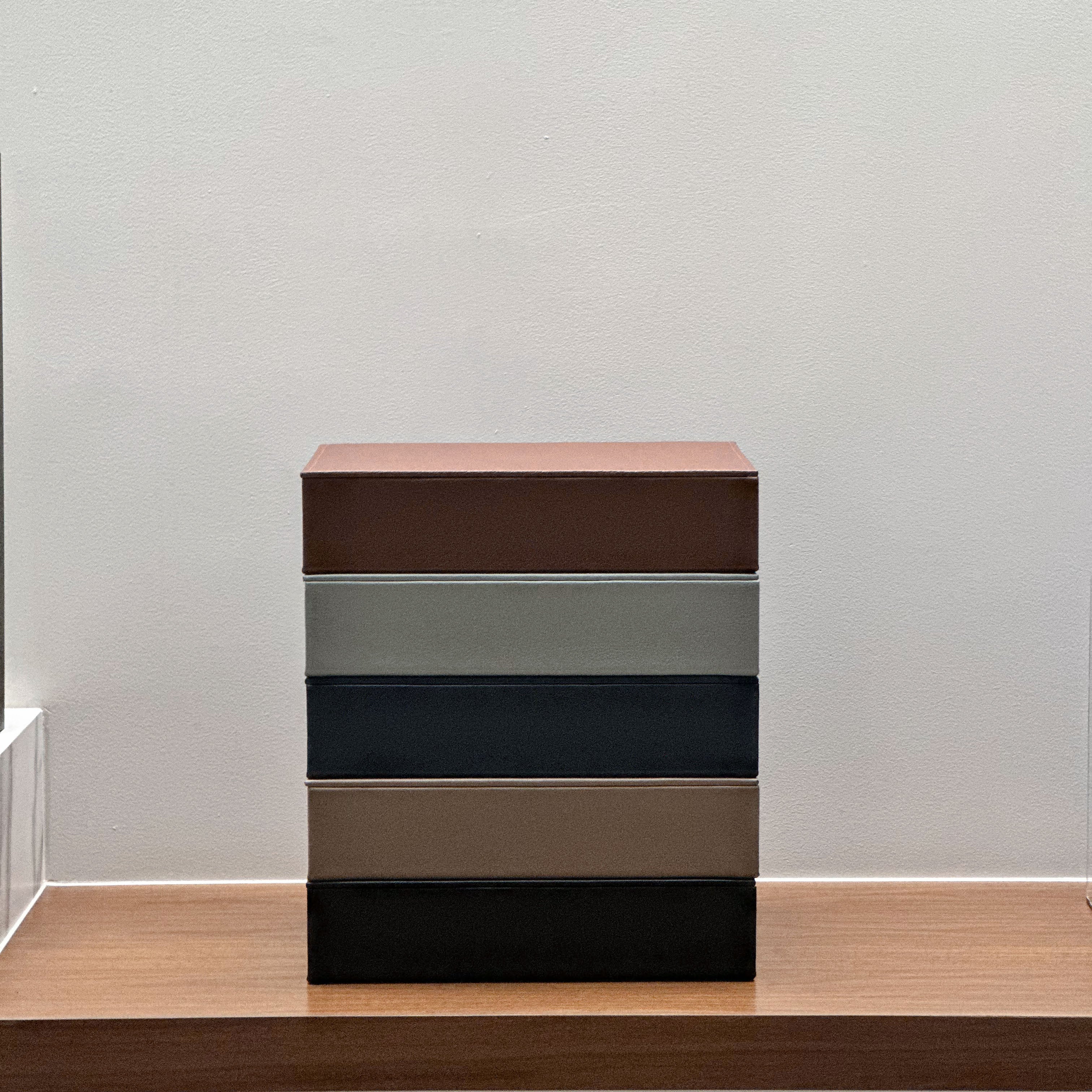 Caja de piel rectangular - Gris