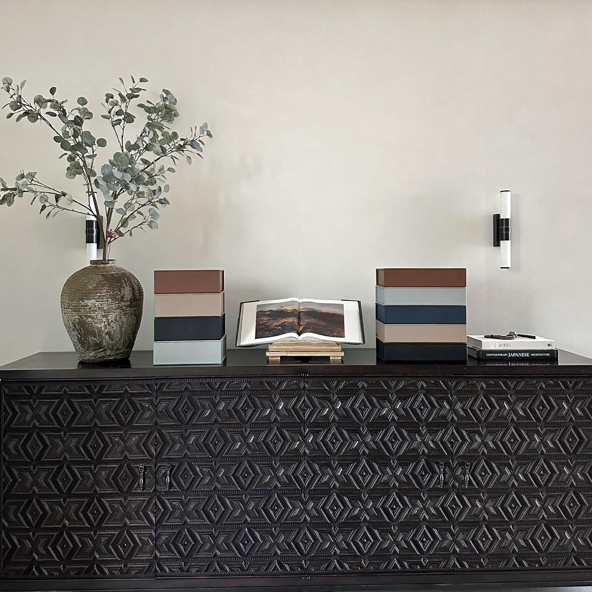 Caja de piel cuadrada - Beige