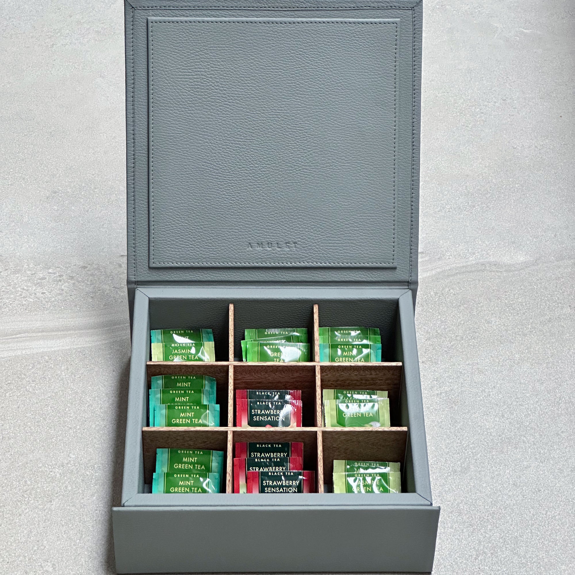 Caja de té 9 compartimentos – Gris