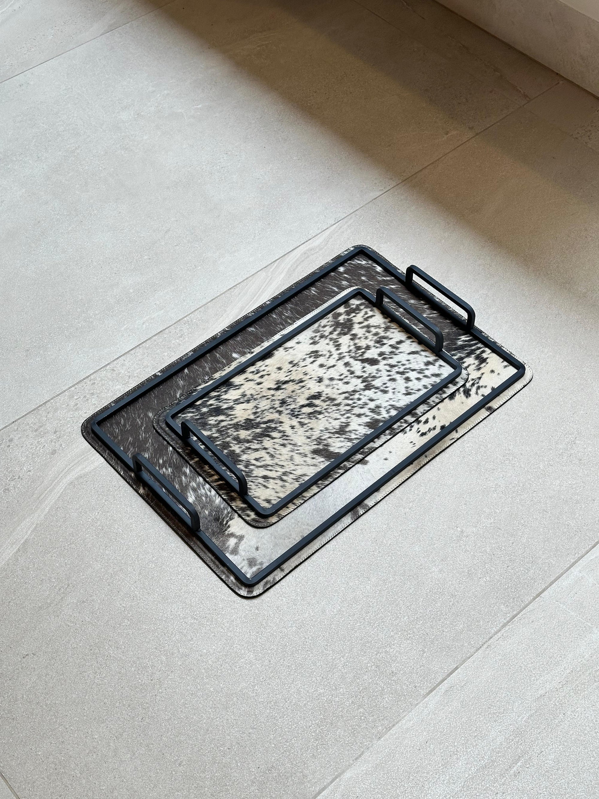 Set charolas piel con pelo - Café con manchas beige