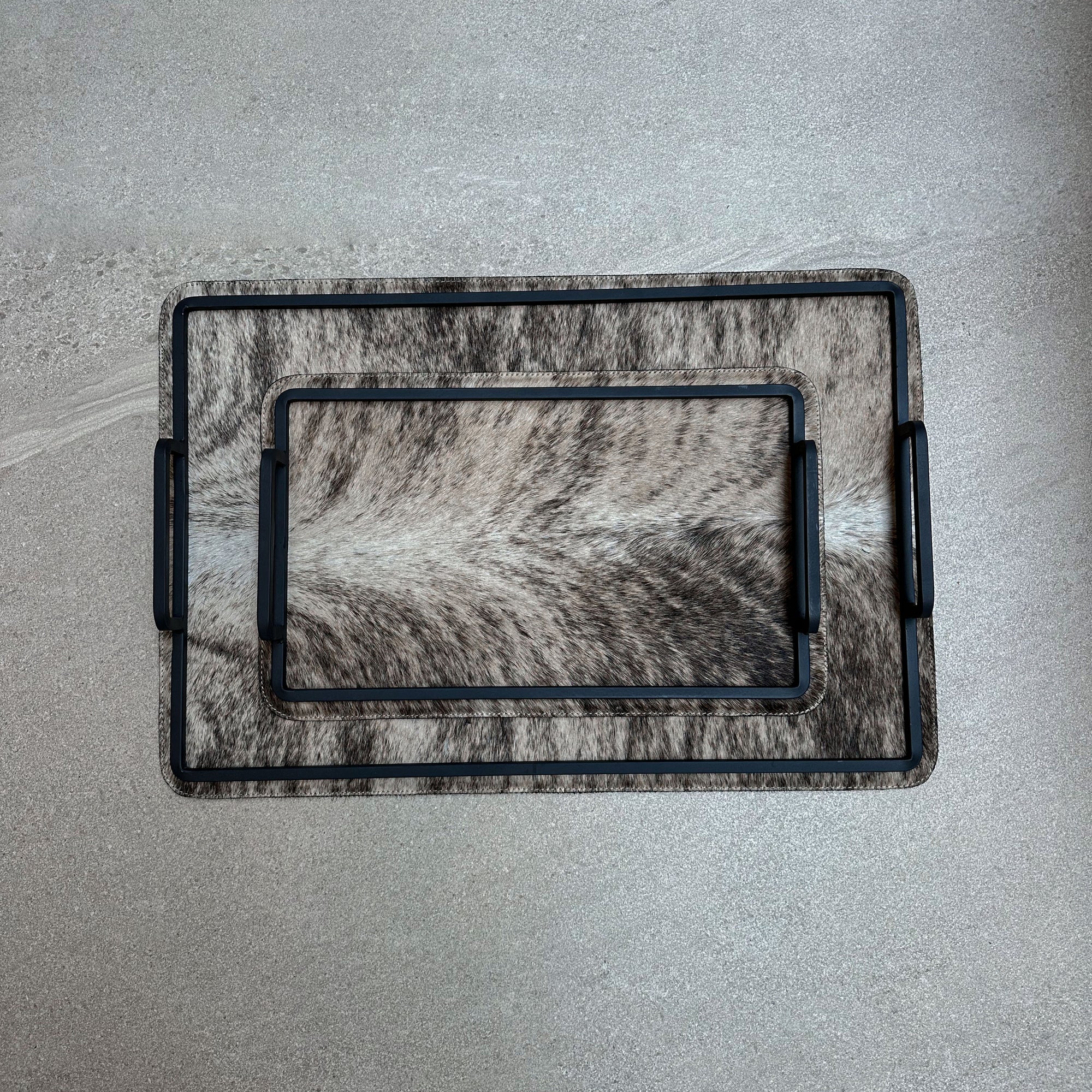 Set charolas piel con pelo - Café atigrado