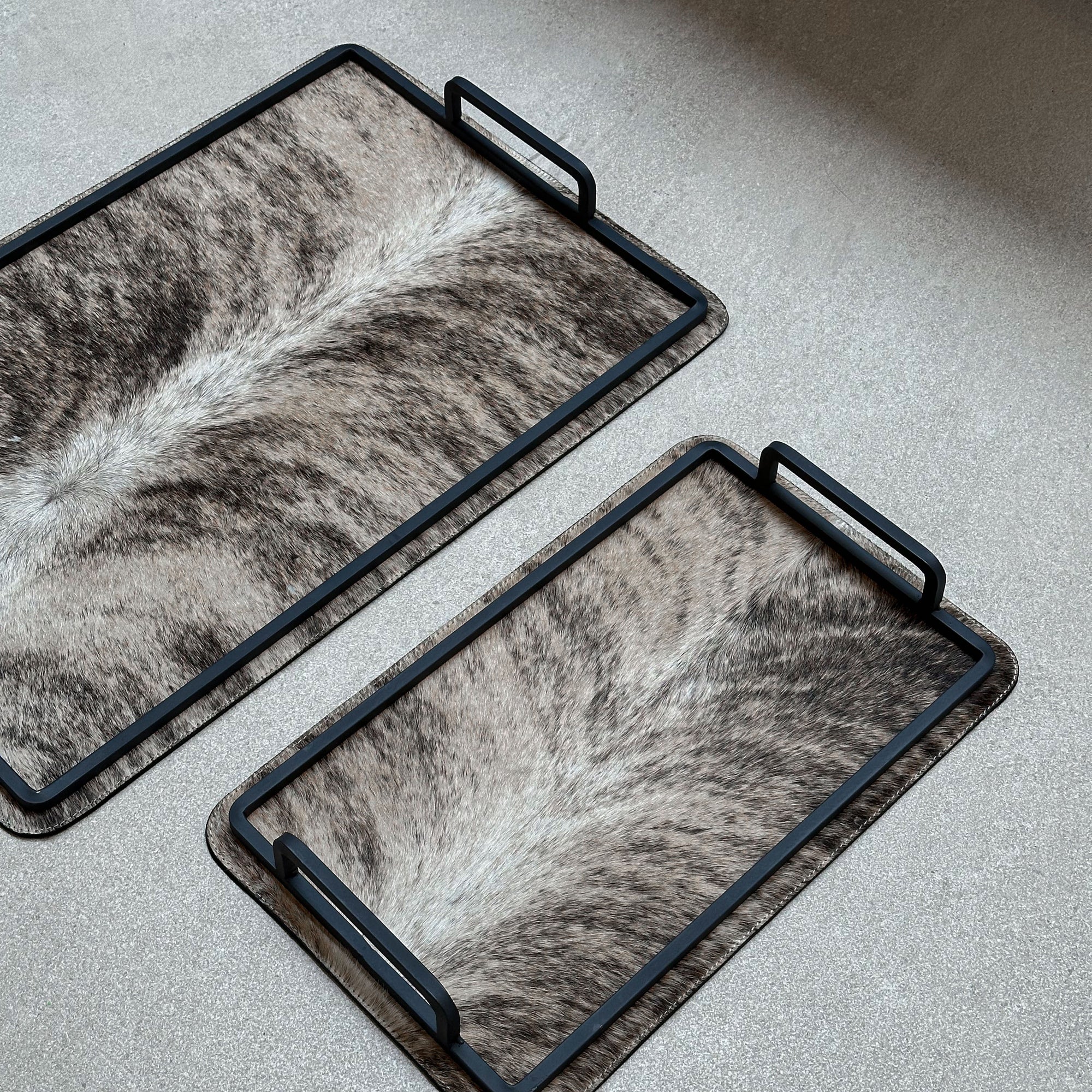 Set charolas piel con pelo - Café atigrado