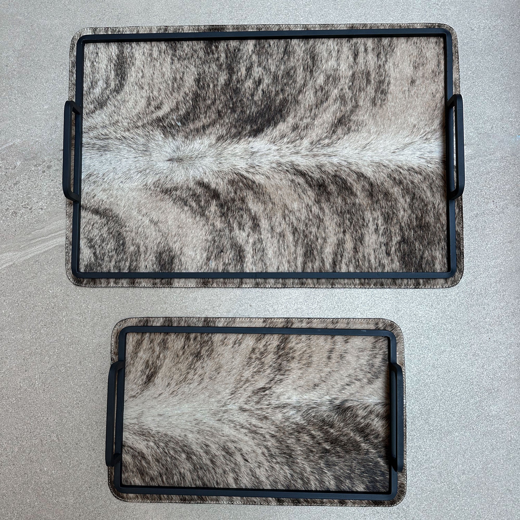 Set charolas piel con pelo - Café atigrado