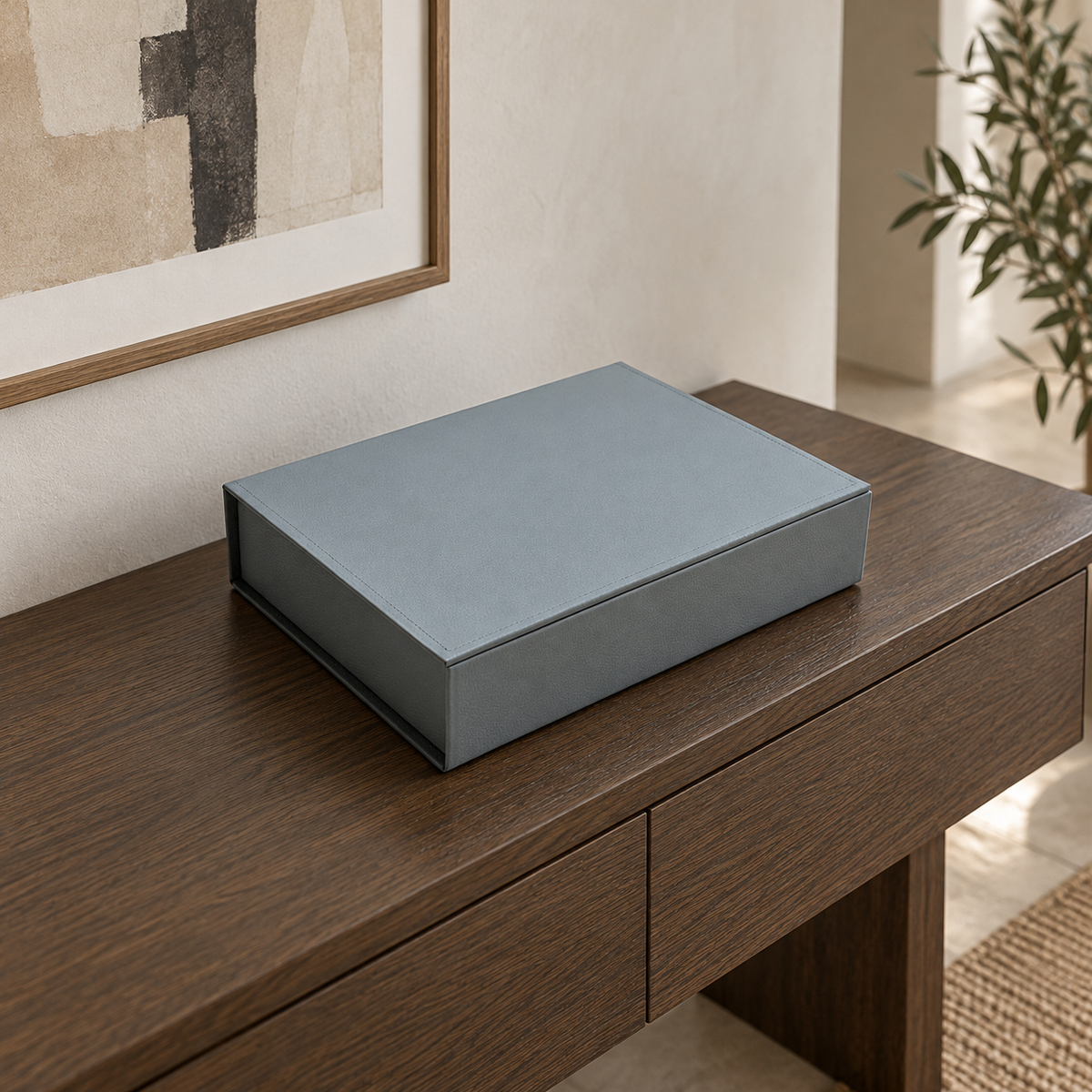 Caja de piel rectangular - Gris — fotografía de portada aprobada