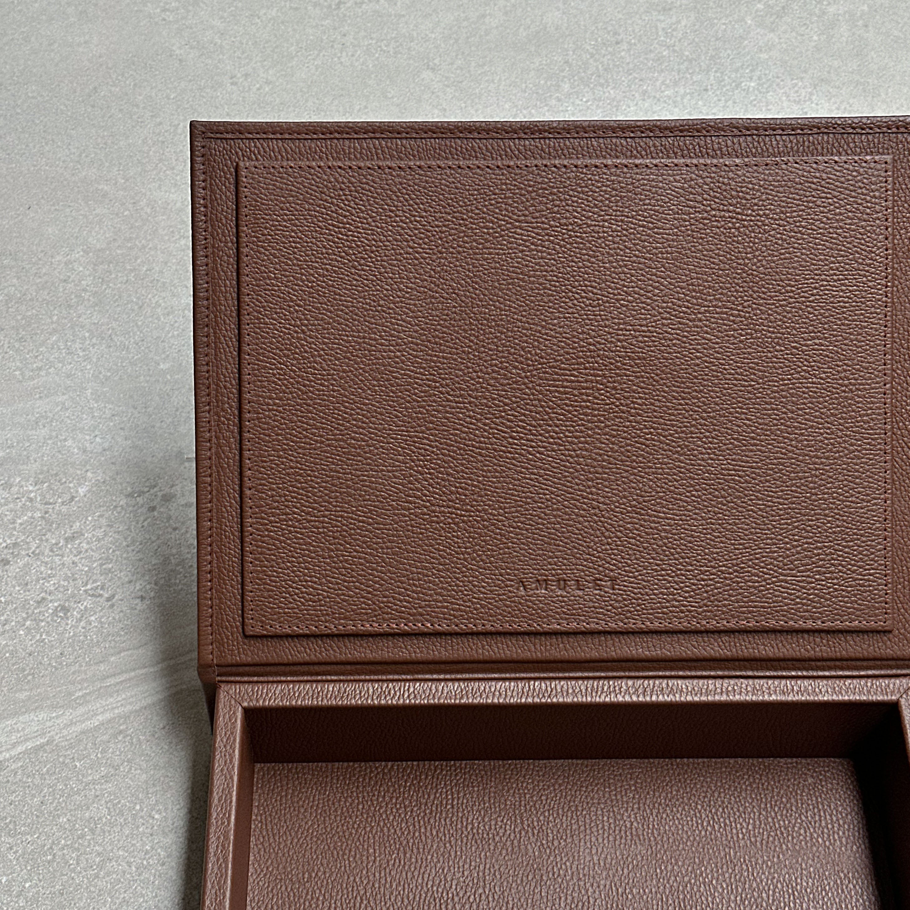 Caja de piel rectangular - Camel
