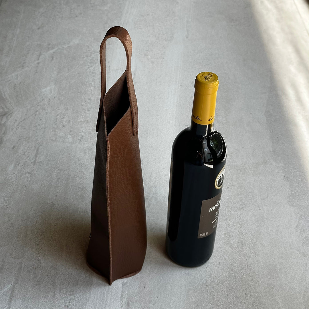 Wine bag de piel camel