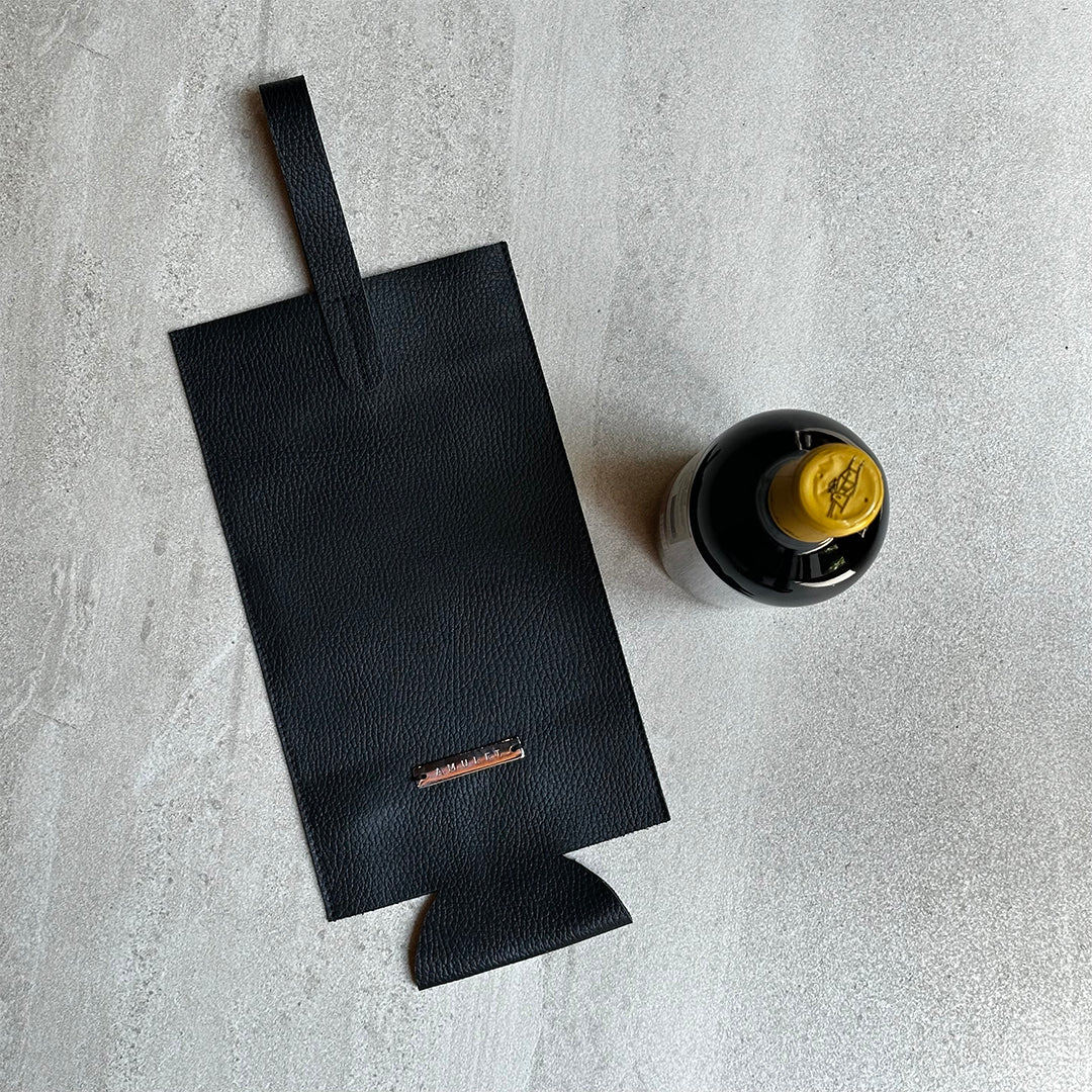 Wine bag de piel negra