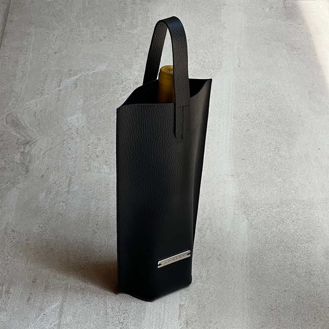 Wine bag de piel negra