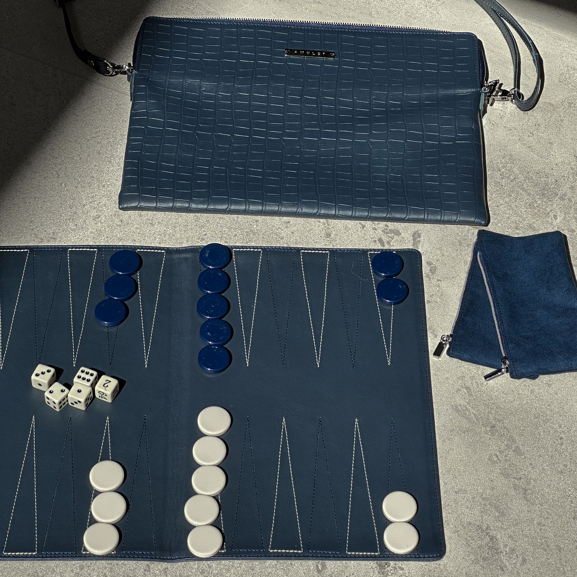 Backgammon de viaje azul marino